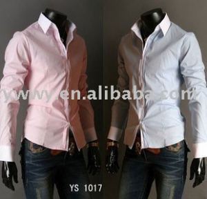 Men's Slim Luxury Stylish Casual Shirts M L XL Grey/Light blue/Pink/Black Wholesale & Retail
